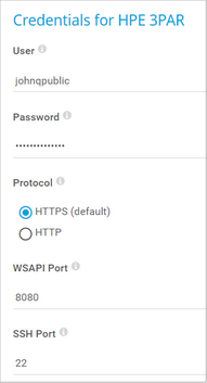 Credentials for HPE 3PAR