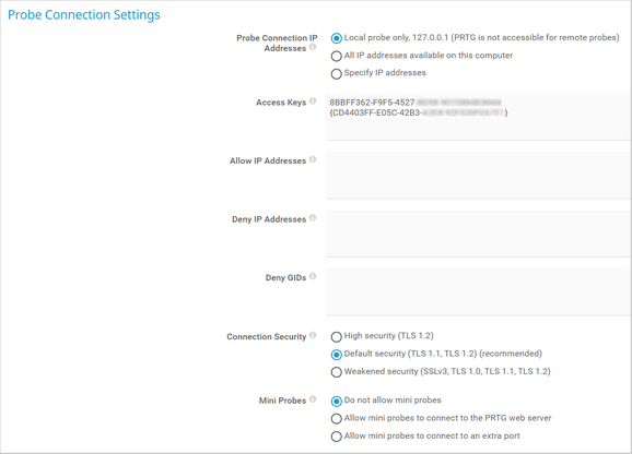 Probe Connection Settings